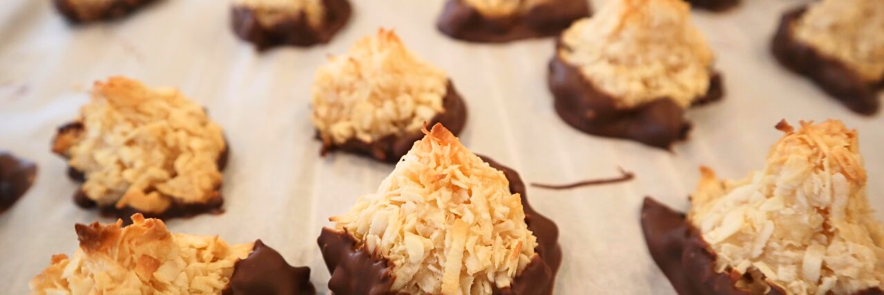 Chocolate Dipped Coconut Macaroons