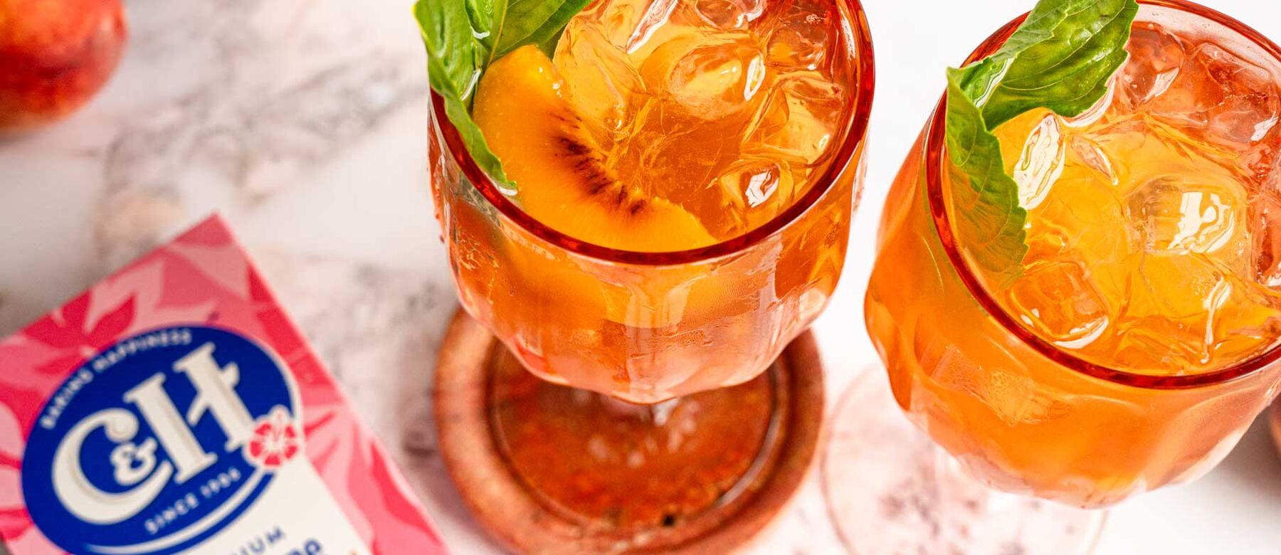 Bourbon Peach Basil Spritz