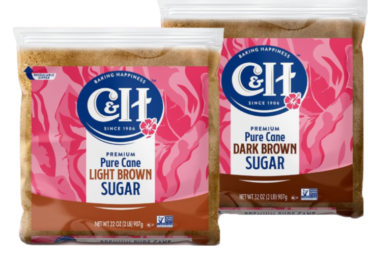 c&h light brown sugar and dark brown sugar resealable and recyclable zipper bags