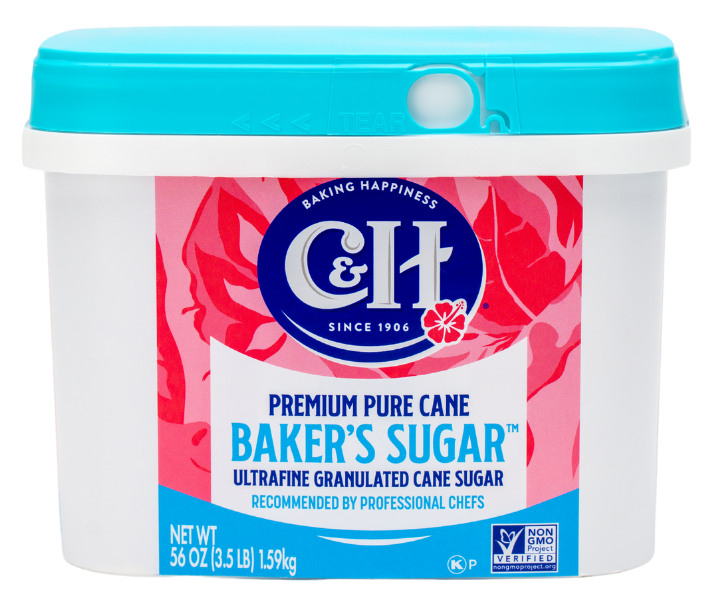 A tub of C&H® Baker's Sugar